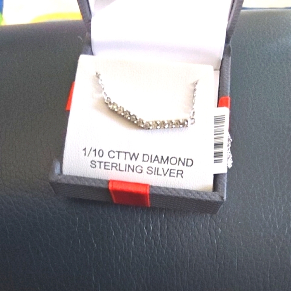 Genuine Sterling Silver Diamond Necklace